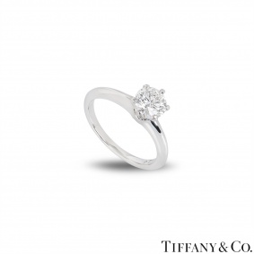 Tiffany & Co. Platinum Round Brilliant Cut Diamond Setting Ring 1.11ct H/VS1